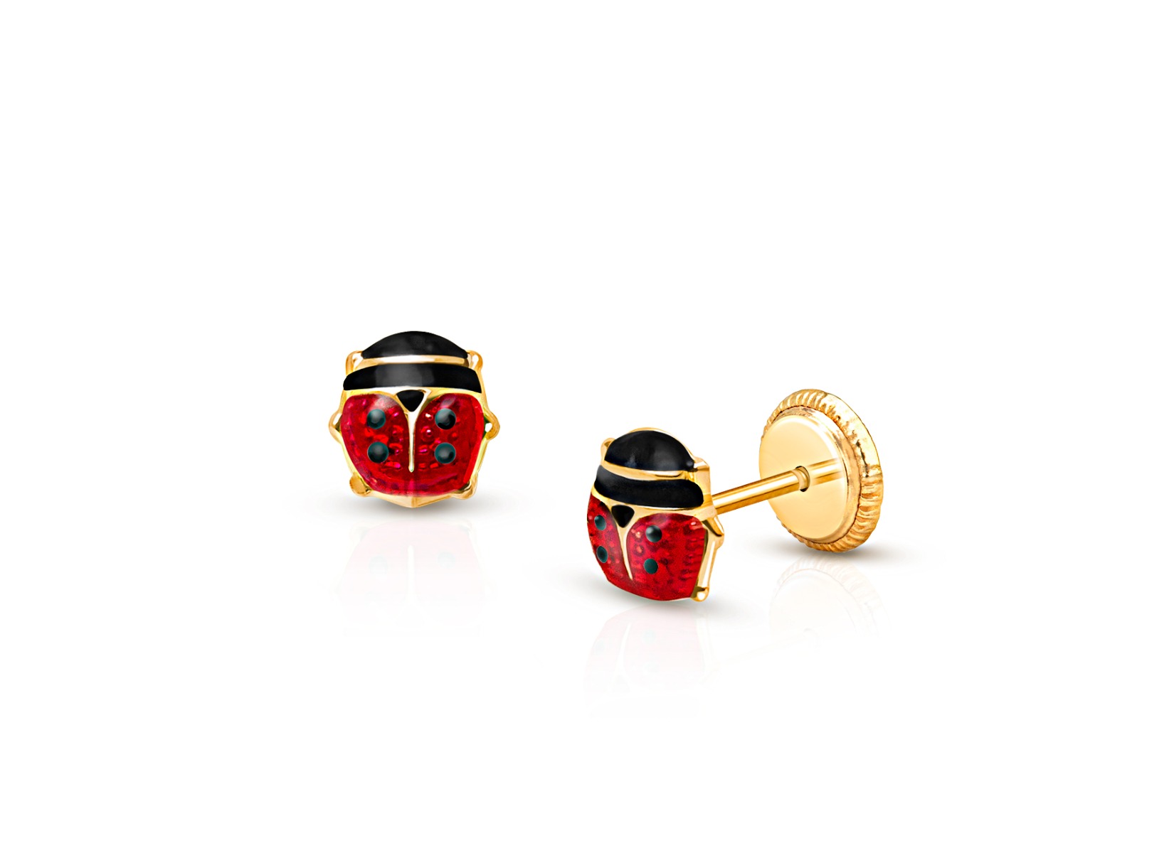 14K Gold hot Ladybug Earrings and Pendant