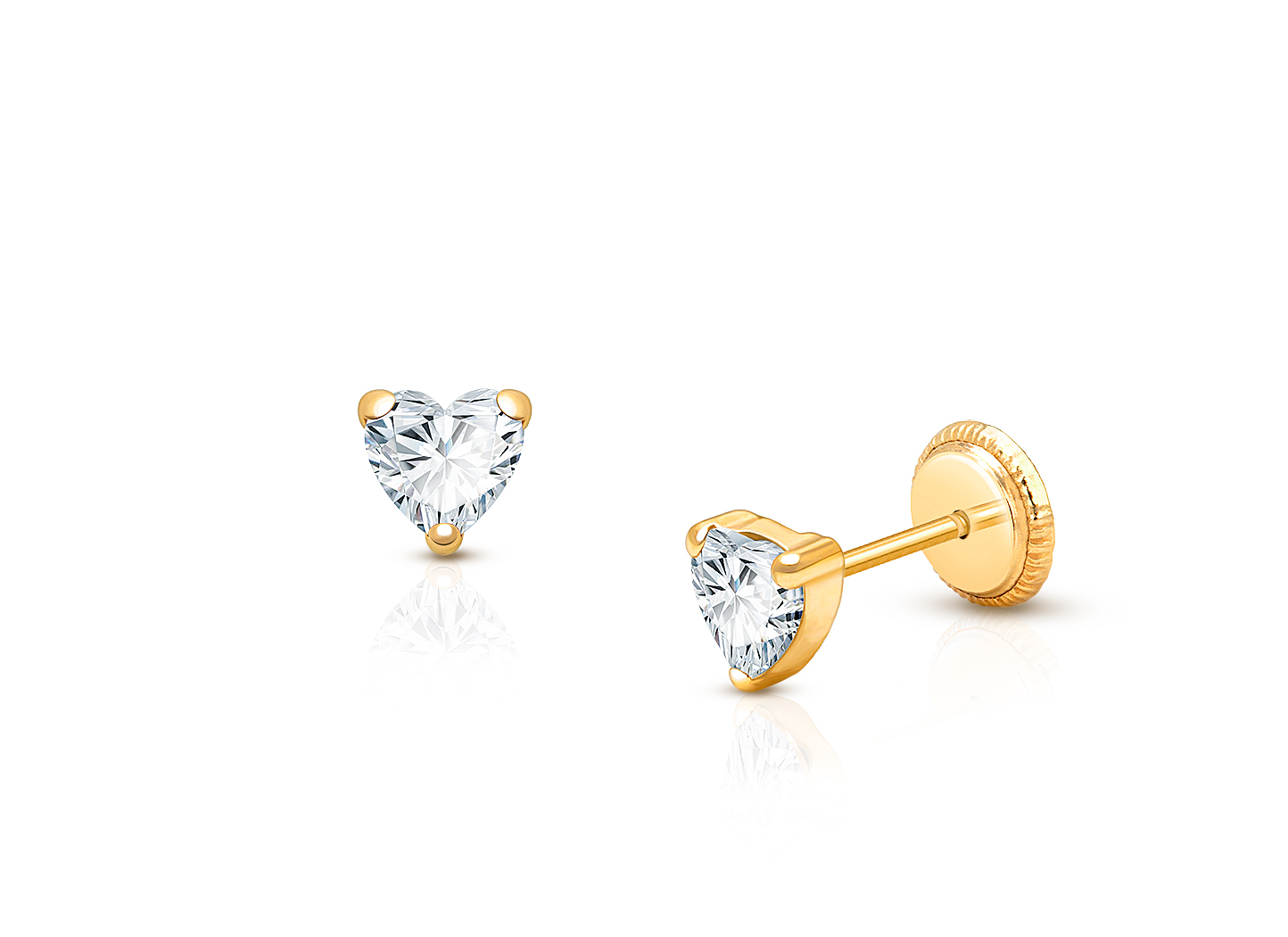 Solid 14K Yellow Gold Clear CZ Wavy Heart cheapest Post Earrings