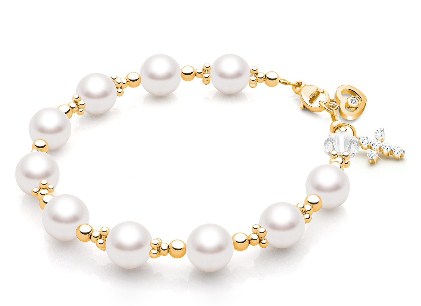 Celestial Pearls First Holy Communion Rosary Bracelet for Girls 14K Gold