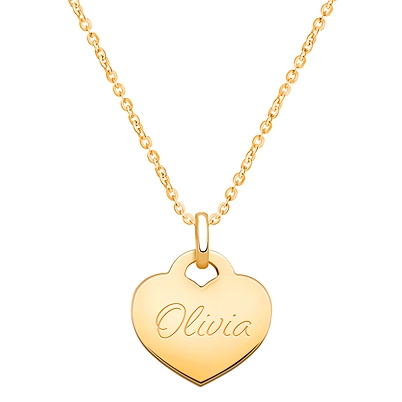 Engravable necklace for girls in 14K gold