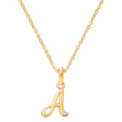 14k gold heart initials with diamond pendant necklace set a 402n e