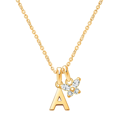 Modern Initial &quot;Design Your Own&quot; Personalized Children&#039;s Necklace for Girls - 14K Gold