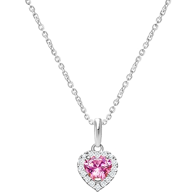 Blissful Heart, Halo Necklace, Children&#039;s Necklace (Includes Chain) - 14K White Gold
