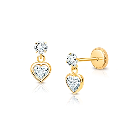 14K Real Yellow Gold Screw Back Earrings Round Birthstone Stud Earring –  primejewelry269