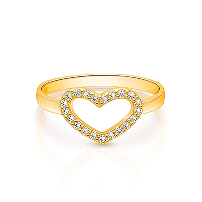 Heart of a Princess, Pavé CZ Teen&#039;s Ring for Girls - 14K Gold