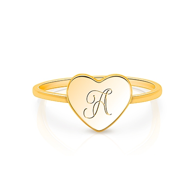 Gold engraved signet ring for kids