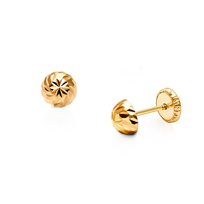 14K Gold Heart Lock Kids / Children's / Girls Safety Screw Back Earrings at in Season Jewelry