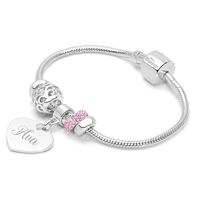 Adoré™ 3 Charm Starter Set, Baby/Children&#039;s Engraved Charm Bracelet for Girls - Sterling Silver
