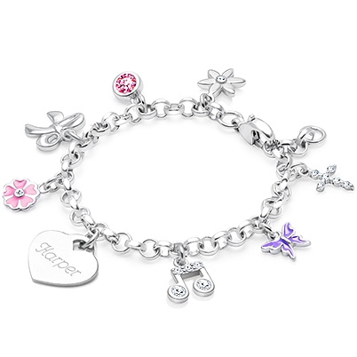 Girls Charm Bracelet Personalized Birthday Gift for 7 Year Old