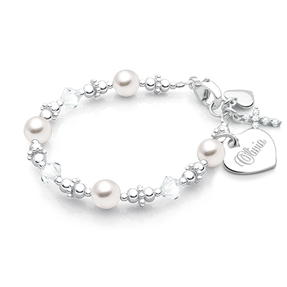 Pearl and Crystal + Stainless Steel + Charm Bracelets