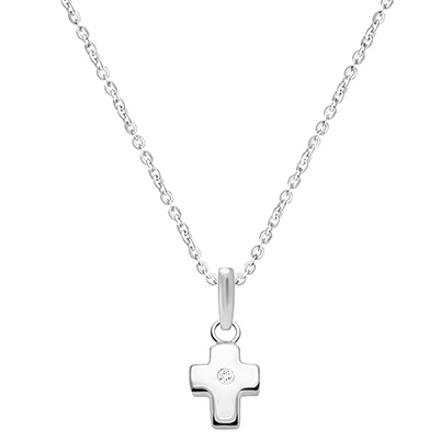 Forever in Faith Cross with Genuine Diamond, Teen&#039;s Necklace (Includes Chain) - 14K Gold