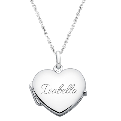 Girls Sterling Silver Children's Personalized Heart Necklace Engraved 16-18 inch