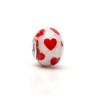 Be still my heart!  Girl&#039;s red hearts charm splashed with glitter