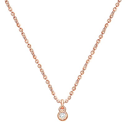 My 1st Diamond, Children&#039;s Necklace with Genuine Diamond (Includes Chain) - 14K Rose Gold