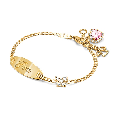 14K Gold Charm Bracelet, Design Your Own Baby/Children's Link Chain Bracelet for Girls - 14K Gold