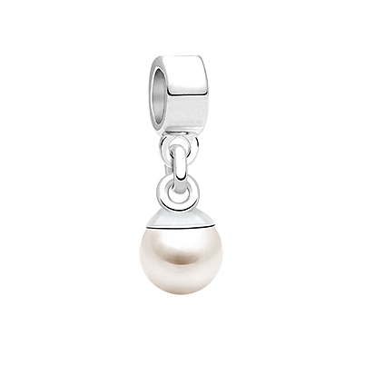 Real White Pearl, Sterling Silver and AAA Grade Perfect Round Cultured Pearl - Children&#039;s Adoré™ Dangle Charm