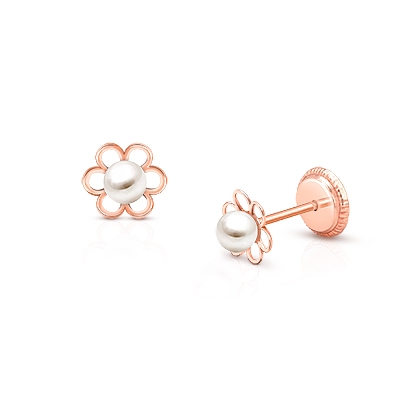 Sterling Screw Back Flower Earrings for babies and kids-baby earrings
