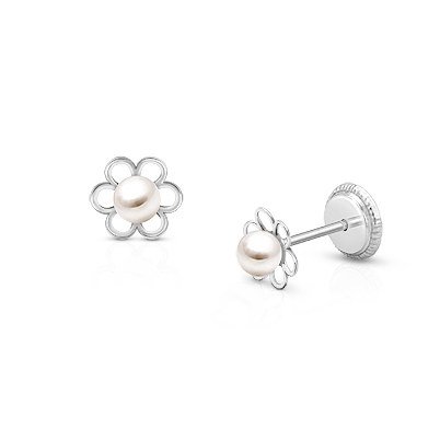 Two Earring Back Replacements |14K Solid White Gold | Threaded Screw on  Screw Off | Quality Die Struck | Post Size .0375 | 1 Pair