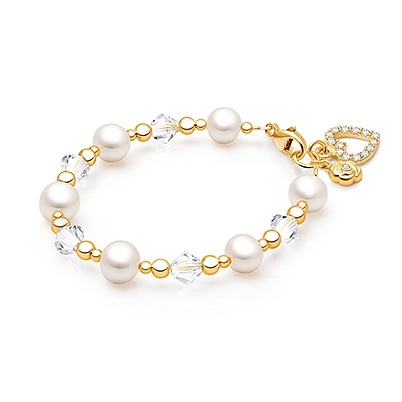 Precious Pearls, Baby/Children&#039;s Beaded Bracelet for Girls - 14K Gold