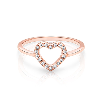 Rosabella™ Sweet Heart Children&#039;s Ring for Girls, Clear CZ - Sterling Silver