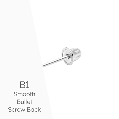 Earring Back (B1) Smooth Bullet Screw Back - 14K White Gold