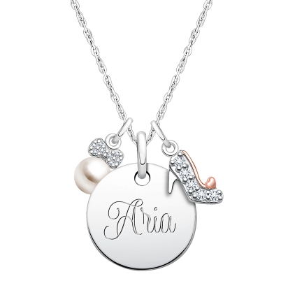 Girl's Small Monogram Circle Sterling Silver Necklace