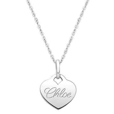 Baby Heart, Engraved Children&#039;s Necklace for Girls (FREE Personalization) - Sterling Silver