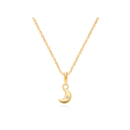 Little Moon, Clear CZ Children's Necklace for Girls - 14K Gold