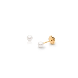 3mm Pearl Studs, Baby/Children's Earrings, Screw Back - 14K Gold