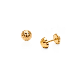 5mm Diamond Cut Classic Round Studs, Baby/Children's Earrings, Screw ...