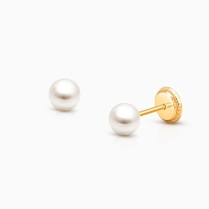 Petals and Pearls Girls Earrings Screw Back | 14K Gold