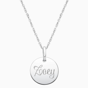 Baby Round, Engraved Children&#039;s Necklace for Girls (FREE Personalization) - Sterling Silver