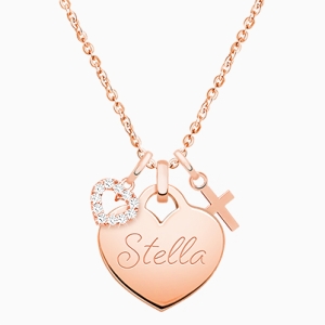 14K Rose Gold Engravable Heart Lock Necklace
