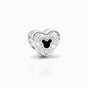 Magical Mouse, Sterling Silver CZ Heart with Mouse Center - Adoré Charm