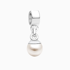 Real White Pearl, Sterling Silver and AAA Grade Perfect Round Cultured Pearl - Children&#039;s Adoré™ Dangle Charm