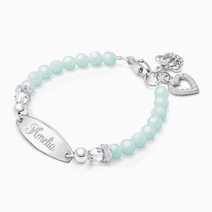 tB® Signature Crystal™ Trademark Blue Baby/Children’s Engraved Bracelet for Girls - Sterling Silver