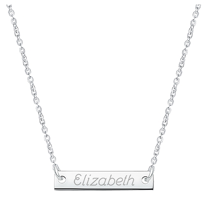 Small Bar, Engraved Mother&#039;s Necklace for Women (FREE Personalization) - Sterling Silver