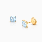 blue princess cut earrings for babies and kids