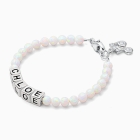 4mm Opals, Lab Created White Opal Baby/Children&#039;s Name Bracelet for Girls - Sterling Silver