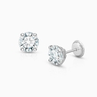 6mm CZ Round Studs, Teen&#039;s Earrings, Screw Back - 14K White Gold