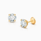 6mm CZ Round Studs, Teen&#039;s Earrings, Screw Back - 14K Gold