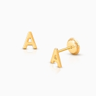 14K Gold Initial Letter Earrings for Kids