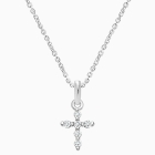 Shining Cross, Pavé CZ Children&#039;s Necklace (Includes Chain) - 14K White Gold