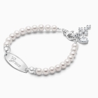 4mm Cultured Pearls, Christening/Baptism Baby/Children&#039;s Engraved Bracelet for Girls - Sterling Silver