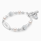 Birthstone, Christening/Baptism Baby/Children&#039;s Engraved Bracelet for Girls (All 12 Birthstones Avail) - Sterling Silver