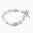 Crowned in Heaven, Christening/Baptism Baby/Children&#039;s Engraved Bracelet for Girls - Sterling Silver