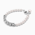 4mm Cultured Pearls, Baby/Children&#039;s Name Bracelet for Girls (Includes Pearl Charm) - Sterling Silver