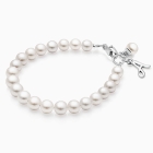 5mm Cultured Pearls, Personalized Baby/Children&#039;s Beaded Bracelet for Girls (Includes Initial and Birthstone Charms) - Sterling Silver