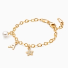 14K Gold Classic Charm Bracelet, 3 Charm Initial Starter Set, Baby/Children&#039;s Bracelet for Girls - 14K Gold