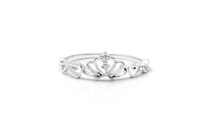 silver crown heart ring